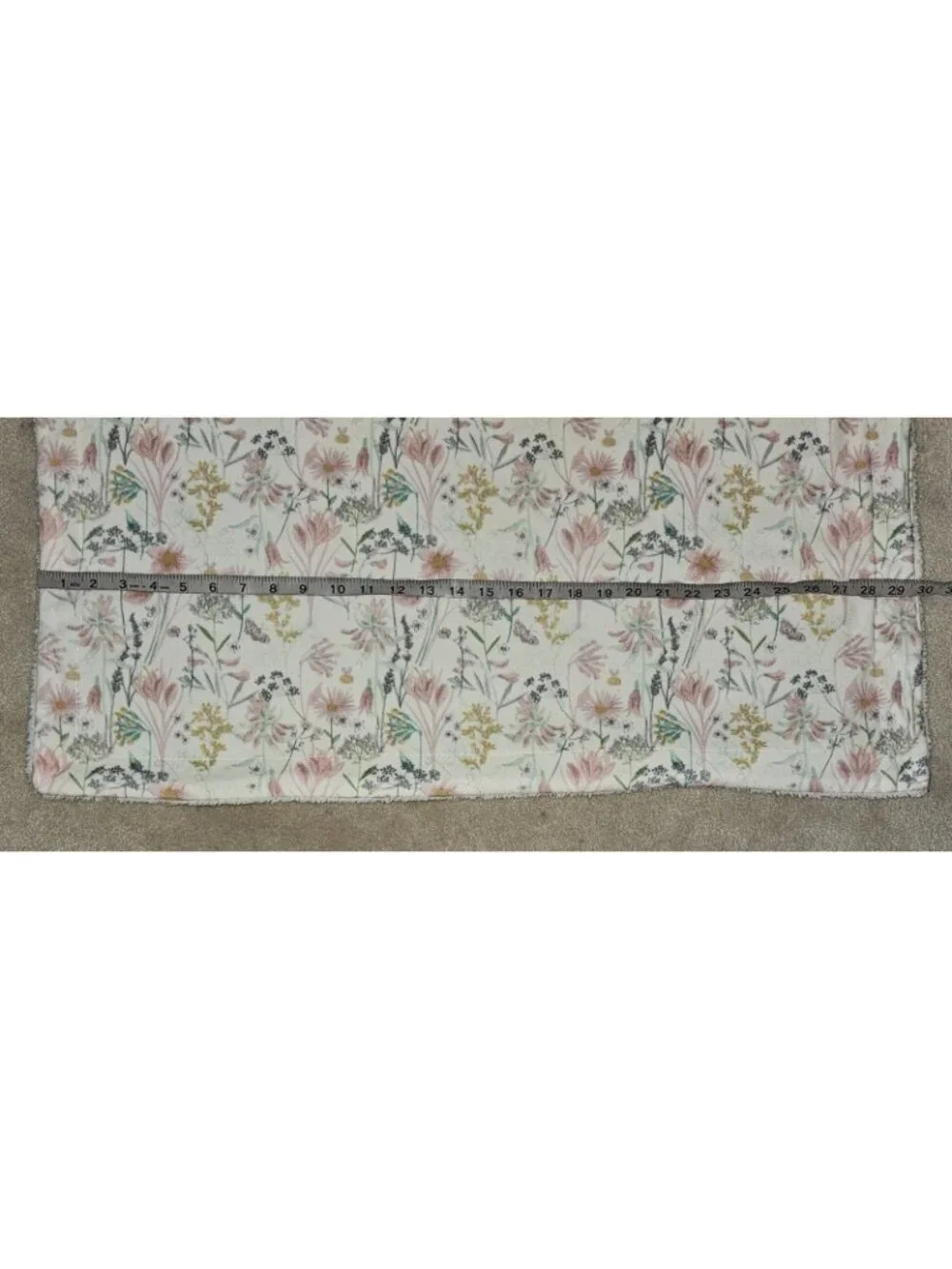 Pink Yellow Green White Floral Butterfly Bee Baby Blanket Fleece Sherpa 30x35